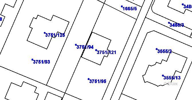 Parcela st. 3751/121 v KÚ Stará Bělá, Katastrální mapa