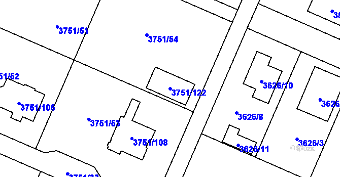 Parcela st. 3751/122 v KÚ Stará Bělá, Katastrální mapa
