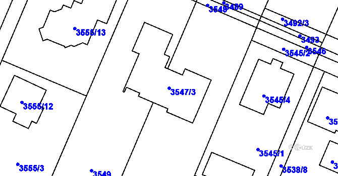Parcela st. 3547/3 v KÚ Stará Bělá, Katastrální mapa