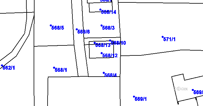 Parcela st. 568/12 v KÚ Stará Bělá, Katastrální mapa