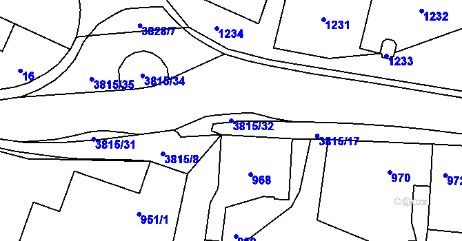 Parcela st. 3815/32 v KÚ Stará Bělá, Katastrální mapa