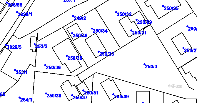 Parcela st. 250/33 v KÚ Stará Bělá, Katastrální mapa