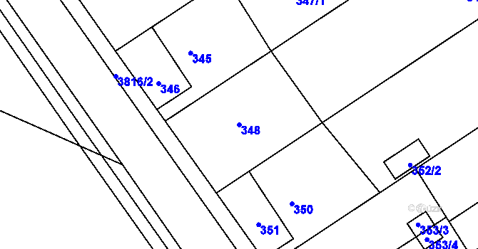 Parcela st. 348 v KÚ Stará Bělá, Katastrální mapa