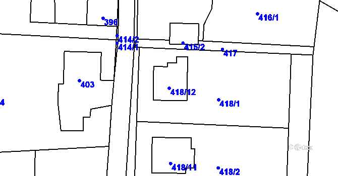Parcela st. 418/12 v KÚ Stará Bělá, Katastrální mapa