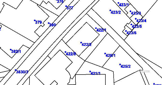 Parcela st. 422/2 v KÚ Stará Bělá, Katastrální mapa