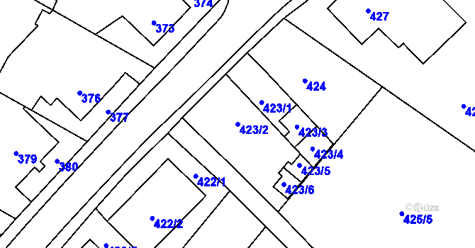 Parcela st. 423/2 v KÚ Stará Bělá, Katastrální mapa