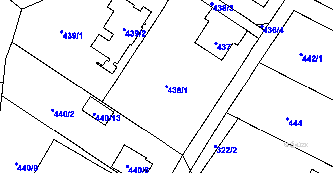 Parcela st. 438/1 v KÚ Stará Bělá, Katastrální mapa