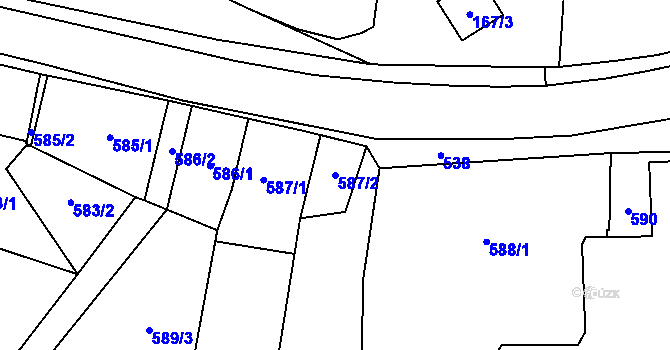 Parcela st. 587/2 v KÚ Stará Bělá, Katastrální mapa