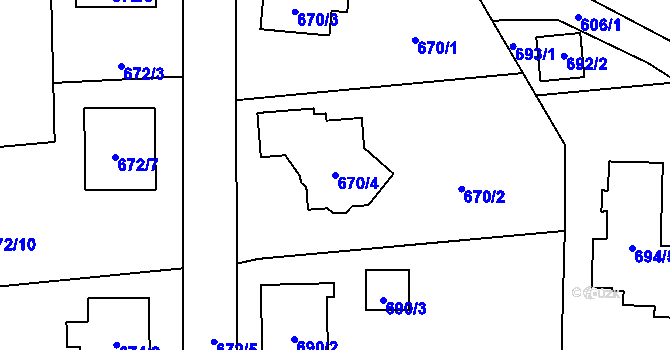 Parcela st. 670/4 v KÚ Stará Bělá, Katastrální mapa