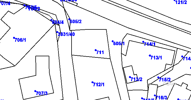 Parcela st. 711 v KÚ Stará Bělá, Katastrální mapa