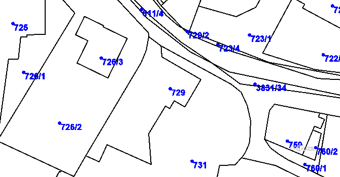 Parcela st. 729 v KÚ Stará Bělá, Katastrální mapa