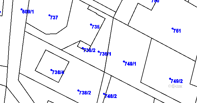 Parcela st. 736/1 v KÚ Stará Bělá, Katastrální mapa