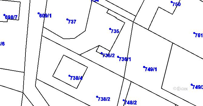 Parcela st. 736/2 v KÚ Stará Bělá, Katastrální mapa