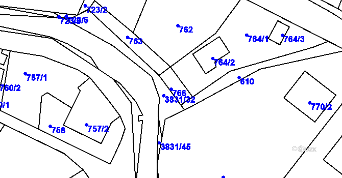 Parcela st. 766 v KÚ Stará Bělá, Katastrální mapa