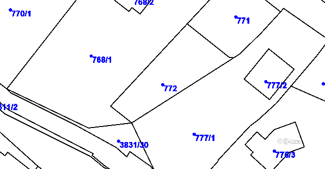 Parcela st. 772 v KÚ Stará Bělá, Katastrální mapa