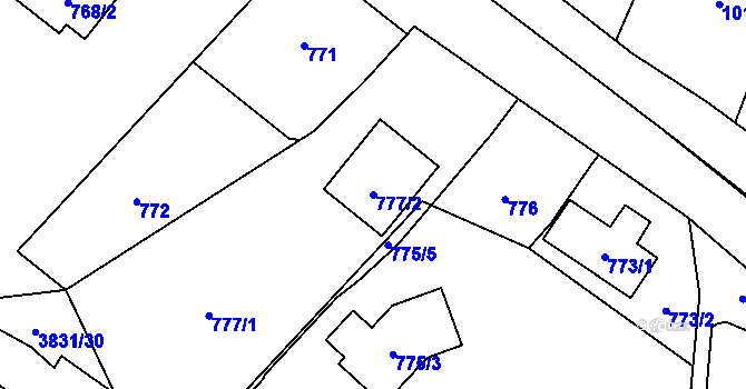Parcela st. 777/2 v KÚ Stará Bělá, Katastrální mapa