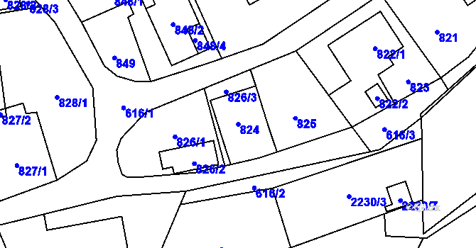 Parcela st. 824 v KÚ Stará Bělá, Katastrální mapa