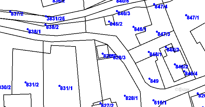 Parcela st. 828/2 v KÚ Stará Bělá, Katastrální mapa