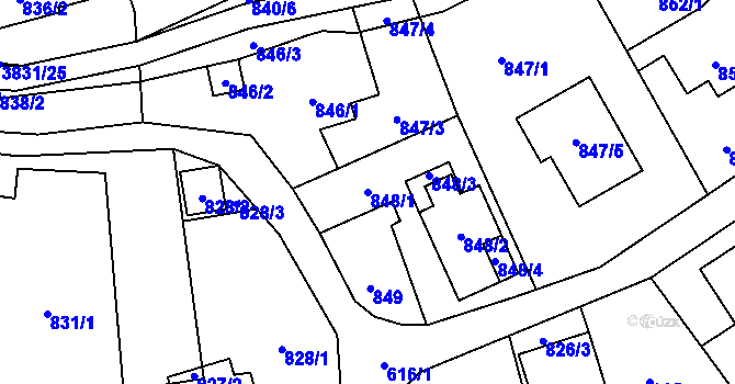 Parcela st. 848/1 v KÚ Stará Bělá, Katastrální mapa