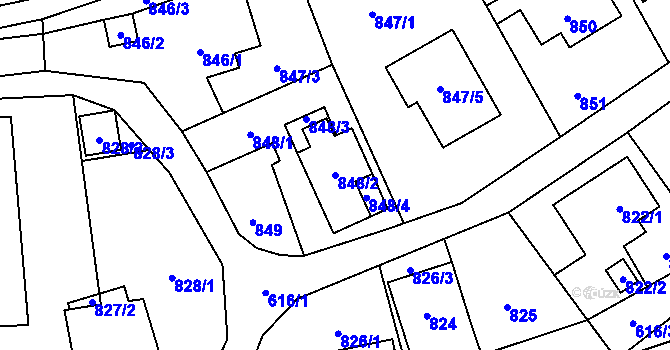 Parcela st. 848/2 v KÚ Stará Bělá, Katastrální mapa