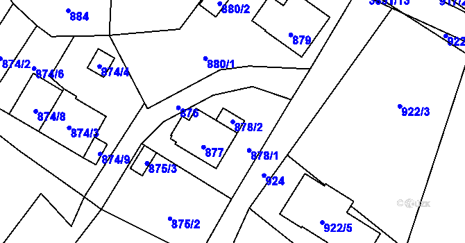 Parcela st. 878/2 v KÚ Stará Bělá, Katastrální mapa