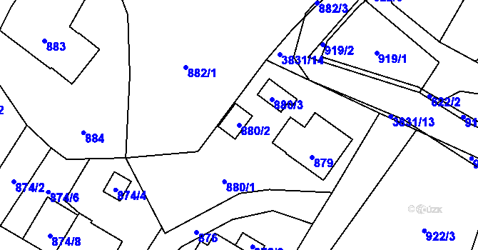 Parcela st. 880/2 v KÚ Stará Bělá, Katastrální mapa
