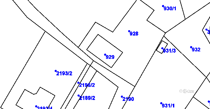 Parcela st. 929 v KÚ Stará Bělá, Katastrální mapa