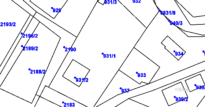 Parcela st. 931/1 v KÚ Stará Bělá, Katastrální mapa