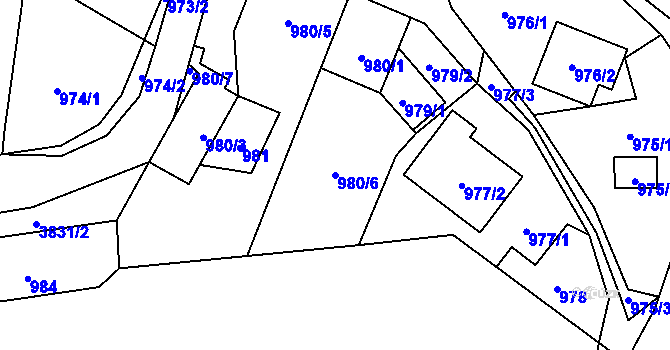 Parcela st. 980/6 v KÚ Stará Bělá, Katastrální mapa