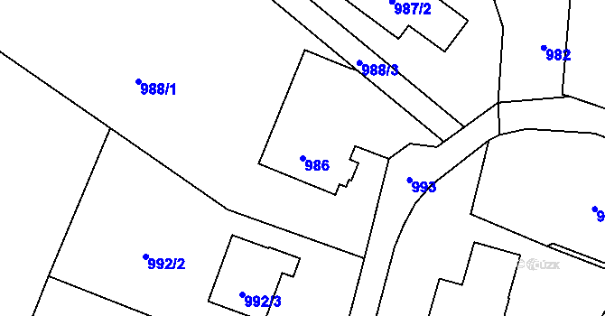 Parcela st. 986 v KÚ Stará Bělá, Katastrální mapa