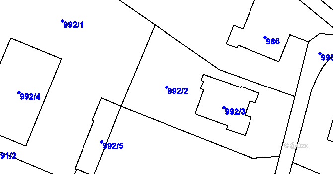 Parcela st. 992/2 v KÚ Stará Bělá, Katastrální mapa