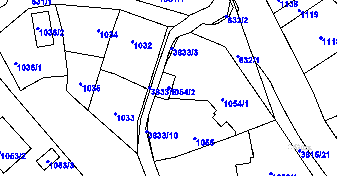 Parcela st. 1054/2 v KÚ Stará Bělá, Katastrální mapa