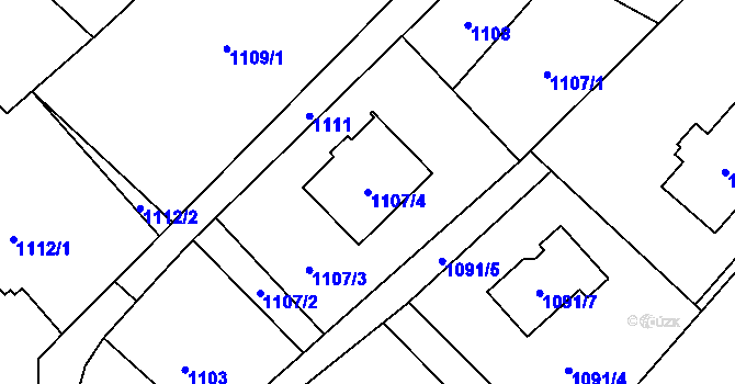 Parcela st. 1107/4 v KÚ Stará Bělá, Katastrální mapa