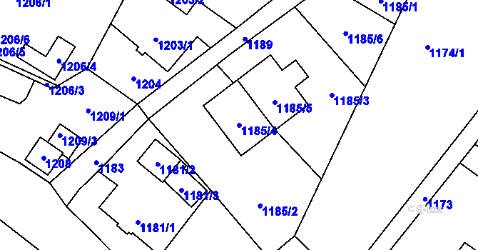 Parcela st. 1185/4 v KÚ Stará Bělá, Katastrální mapa