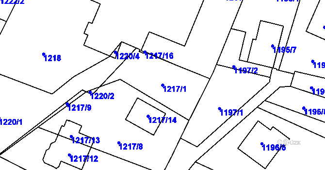 Parcela st. 1217/1 v KÚ Stará Bělá, Katastrální mapa
