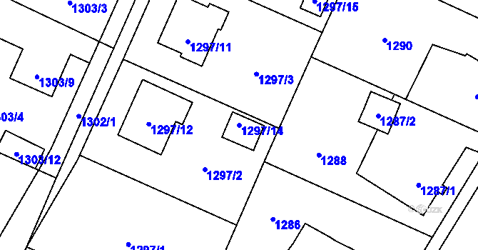 Parcela st. 1297/14 v KÚ Stará Bělá, Katastrální mapa
