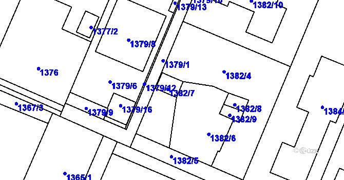 Parcela st. 1382/7 v KÚ Stará Bělá, Katastrální mapa