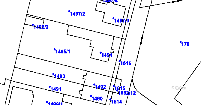 Parcela st. 1494 v KÚ Stará Bělá, Katastrální mapa