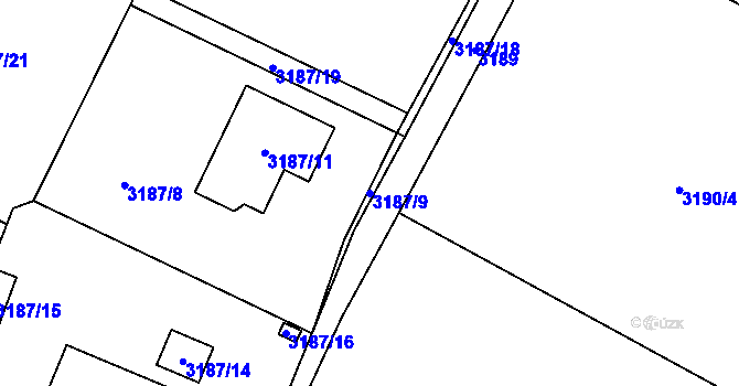 Parcela st. 3187/9 v KÚ Stará Bělá, Katastrální mapa