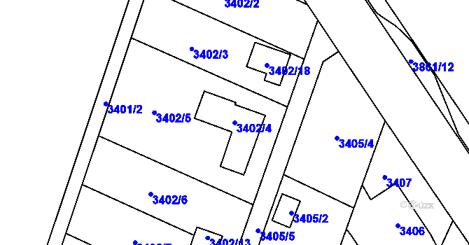 Parcela st. 3402/4 v KÚ Stará Bělá, Katastrální mapa