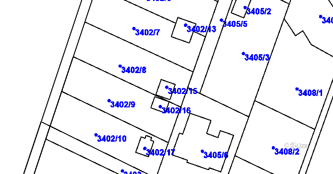 Parcela st. 3402/15 v KÚ Stará Bělá, Katastrální mapa