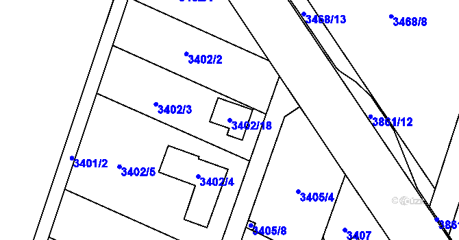 Parcela st. 3402/18 v KÚ Stará Bělá, Katastrální mapa