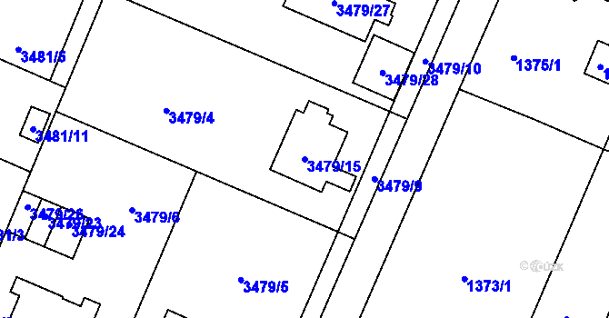 Parcela st. 3479/15 v KÚ Stará Bělá, Katastrální mapa