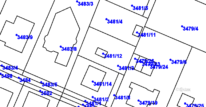 Parcela st. 3481/12 v KÚ Stará Bělá, Katastrální mapa