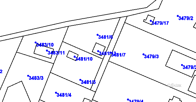Parcela st. 3481/13 v KÚ Stará Bělá, Katastrální mapa
