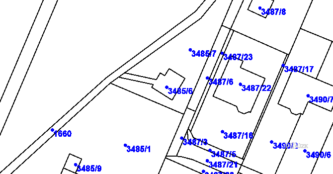 Parcela st. 3485/6 v KÚ Stará Bělá, Katastrální mapa