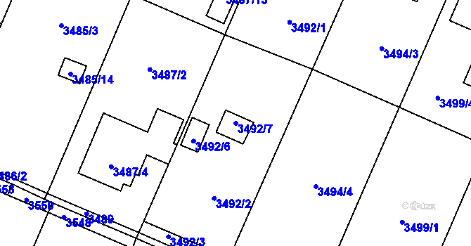 Parcela st. 3492/7 v KÚ Stará Bělá, Katastrální mapa