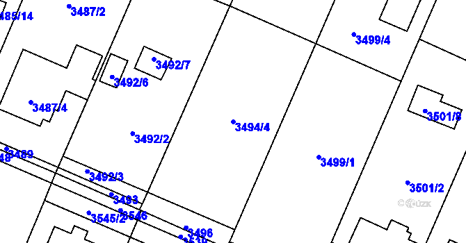 Parcela st. 3494/4 v KÚ Stará Bělá, Katastrální mapa
