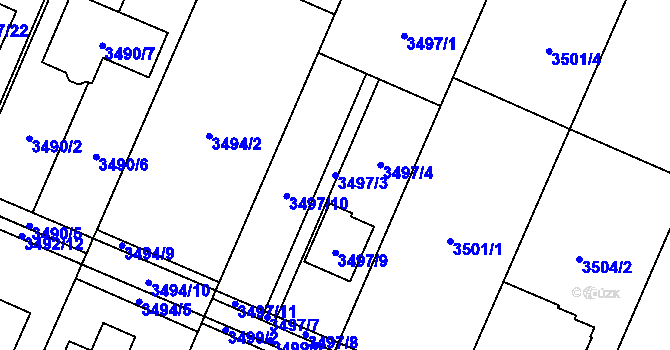 Parcela st. 3497/3 v KÚ Stará Bělá, Katastrální mapa