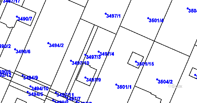 Parcela st. 3497/4 v KÚ Stará Bělá, Katastrální mapa